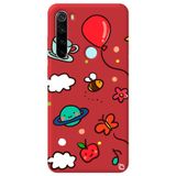 WANNA PROTECT Xiaomi Redmi Note 8 ile Uyumlu Kırmızı Renkli Arı Balon İçi Kadife Desenli Silikon Telefon Kılıfı aribalonn_183