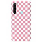 WANNA PROTECT Xiaomi Redmi Note 8 ile Uyumlu Pembe Dama Desenli Silikon Telefon Kılıfı, Kadifeli İç Yüzey dama_183