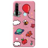 WANNA PROTECT Xiaomi Redmi Note 8 ile Uyumlu Pembe Renkli Arı Balon İçi Kadife Desenli Silikon Telefon Kılıfı aribalonn_183