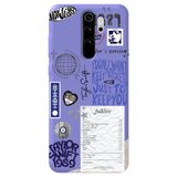 WANNA PROTECT Xiaomi Redmi Note 8 Pro ile Uyumlu Lila, İçi Kadife, Taylor Swift Sticker Desenli Silikon Telefon Kılıfı