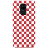 WANNA PROTECT Xiaomi Redmi Note 9 ile Uyumlu Kırmızı Dama Desenli Silikon Telefon Kılıfı, Premium, İçi Kadifeli dama_184