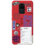 WANNA PROTECT Xiaomi Redmi Note 9 ile Uyumlu Kırmızı, İçi Kadife, Taylor Swift Sticker Desenli Silikon Telefon Kılıfı taylor_184
