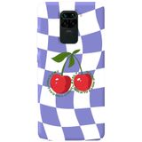 WANNA PROTECT Xiaomi Redmi Note 9 ile Uyumlu Lila Dama Kiraz Desenli İç Kadife Silikon Telefon Kılıfı lansmankilif_184