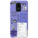 WANNA PROTECT Xiaomi Redmi Note 9 ile Uyumlu Lila, İçi Kadife, Taylor Swift Sticker Desenli Silikon Telefon Kılıfı taylor_184
