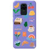 WANNA PROTECT Xiaomi Redmi Note 9 ile Uyumlu Lila Renkli Sticker Desenli Silikon Telefon Kılıfı, Kadife İç Stickerr_184