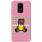 WANNA PROTECT Xiaomi Redmi Note 9 ile Uyumlu Pembe Renkli, Ayıcık Desenli, Premium Silikon Telefon Kılıfı happiness_184