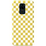 WANNA PROTECT Xiaomi Redmi Note 9 ile Uyumlu Sarı Dama Desenli Premium Silikon Telefon Kılıfı, İç Kadifeli dama_184