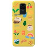 WANNA PROTECT Xiaomi Redmi Note 9 ile Uyumlu Sarı Renkli Sticker Desenli Kadife İç Silikon Telefon Kılıfı Stickerr_184