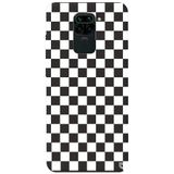 WANNA PROTECT Xiaomi Redmi Note 9 ile Uyumlu Siyah Dama Desenli Premium Silikon Telefon Kılıfı, İçi Kadifeli dama_184
