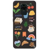 WANNA PROTECT Xiaomi Redmi Note 9 ile Uyumlu Siyah Renkli Sticker İçi Kadife Desenli Silikon Telefon Kılıfı Stickerr_184