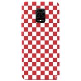 WANNA PROTECT Xiaomi Redmi Note 9 Pro ile Uyumlu Kırmızı Dama Desenli Premium Silikon Telefon Kılıfı, İçi Kadifeli dama_185