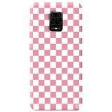 WANNA PROTECT Xiaomi Redmi Note 9 Pro ile Uyumlu Pembe Dama Desenli Silikon Telefon Kılıfı, Kadifeli İç Yüzey dama_185