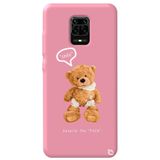 WANNA PROTECT Xiaomi Redmi Note 9 Pro ile Uyumlu Pembe Renkli, Ayıcık Desenli, Premium Silikon Telefon Kılıfı ayicik2_185