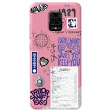 WANNA PROTECT Xiaomi Redmi Note 9 Pro ile Uyumlu Pembe Taylor Swift Sticker Desenli Silikon Telefon Kılıfı, İçi Kadife