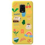 WANNA PROTECT Xiaomi Redmi Note 9 Pro ile Uyumlu Sarı Renkli Sticker Desenli Kadife İç Silikon Telefon Kılıfı Stickerr_185