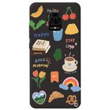 WANNA PROTECT Xiaomi Redmi Note 9 Pro ile Uyumlu Siyah Renkli Sticker Desenli Kadife İç Silikon Telefon Kılıfı Stickerr_185