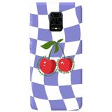WANNA PROTECT Xiaomi Redmi Note 9S ile Uyumlu Lila Dama Kiraz Desenli İçi Kadife Silikon Telefon Kılıfı lansmankilif_186