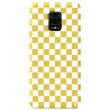WANNA PROTECT Xiaomi Redmi Note 9s ile Uyumlu Sarı Dama Desenli Premium Silikon Telefon Kılıfı, İçi Kadifeli dama_186