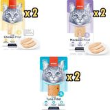 Wanpy %100 Doğal Bütün Fileto Kedi Ödül Maması 25 gr x 6 Adet Karışık