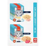 Wanpy 10LU Karışık Yetişkin Kedi Yaş Maması 2 Lezzet Ton Karides & Tavuk Premium Kalite 10 x 70 gr