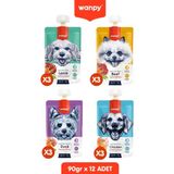 Wanpy 12 Adet Karma Taze Köpek Ezmesi Köpek Ödülü 90 Gr. x 12 Adet - 1 Adet