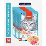 Wanpy 12LI Yetişkin Kedi Yaş Maması Ton Balığı & Karides Premium Kalite 12 x 70 gr