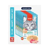 Wanpy 12LI Yetişkin Kedi Yaş Maması Ton Balıklı & Tavuklu Premium Kalite 12 x 70 gr