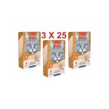 Wanpy 3 Paket Creamy Karışık Krema Sıvı Kedi Ödül Maması 75 Adet