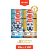 Wanpy 6 Adet Tahılsız Köpek %100 Gerçek Et Biftekli Ve Tavuklu Konserve Yaş Mama 375 gr