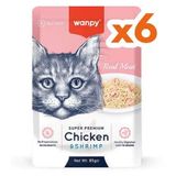 Wanpy 6x85 gr Super Premium Pouch Tavuklu ve Karidesli Yaş Kedi Maması
