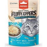 Wanpy Fluffy Topper Dondurularak Kurutulmuş 30 gr Tavuk Karides ve Yumurta Sarılı Kedi Ödül Maması