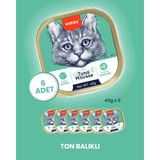 Wanpy Mousse Ton Balıklı Alutray Kedi Yaş Maması 6x40 gr - 6’lı