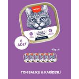 Wanpy Mousse Ton Balıklı & Karidesli Alutray Kedi Yaş Maması 6x40 gr - 6’lı