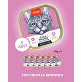 Wanpy Mousse Ton Balıklı & Somonlu Alutray Kedi Yaş Maması 6x40 gr - 6’lı