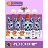 Wanpy Ördek & Havuç Köpek Et Ezmesi Köpek Ödül Maması Seti 4x90 gr - 1 Adet - Mor