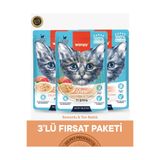 Wanpy Pouch Somon & Ton Balık Yavru Kedi Yaş Maması Seti 3x70 gr