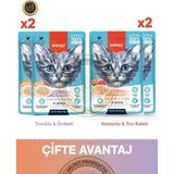 Wanpy Pouch Tavuk - Ördek & Somon - Ton Balık Yavru Kedi Yaş Maması Seti 4x70 gr - 4X70GR