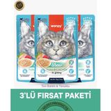 Wanpy Pouch Tavuk & Ton Balık Yetişkin Kedi Yaş Maması Seti 3x70 gr