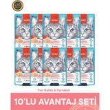 Wanpy Pouch Ton Balık & Karides Yetişkin Kedi Yaş Maması Seti 10x70 gr - 10X70GR