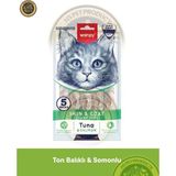 Wanpy Skin Coat - Deri ve Tüy Sağlığı Ton Balık & Somon Kedi Krema Ödül Maması 5x14 gr - Skin Coat Ton Balığı-Somon Kedi Krema Ödülü 5X14GR