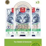 Wanpy Skin Coat Ton Balığı-Somon Kedi Krema Ödülü 5X14GR 3lü Set