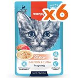 Wanpy Stew Kitten Pouch Somon ve Ton Balıklı 6x70 gr Yavru Kedi Yaş Maması