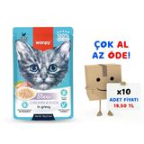 Wanpy Stew Pouch Tavuklu Ördekli Yaş Kedi Maması 70G 10'lu Paket