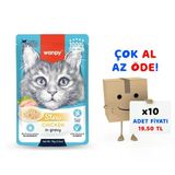 Wanpy Stew Pouch Tavuklu Yaş Kedi Maması 70G 10'lu Paket