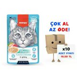 Wanpy Stew Pouch Ton Balıklı Tavuklu Yaş Kedi Maması 70G 10'lu Paket