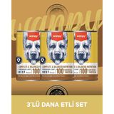 Wanpy Tahılsız %100 Gerçek Et Dana Etli Ezme Köpek Konserve Maması Seti 3x375 gr