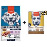 Wanpy Tahılsız Ördekli Yetişkin Köpek Maması 1,5 Kg + 2 Adet Wanpy Tahılsız %100 Gerçek Et Biftekli Köpek Konservesi 375 Gr