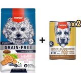 Wanpy Tahılsız Somonlu Yavru Köpek Maması 1,5 Kg + 2 Adet Wanpy Tahılsız %100 Gerçek Et Biftekli Köpek Konservesi 375 Gr