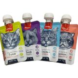 Wanpy Tasty Meat Paste Kedi Ödül Maması 4X90GR Tavuklu Havuçlu, Ton Balıklı, Ördekli, Somonlu