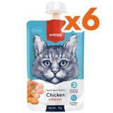 Wanpy Tasty Meat Paste Taze Tavuk Etli Ve Havuçlu 6x90 gr Kedi Et Ezmesi